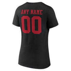 San Francisco 49ers Women's Team Authentic Personalized Name & Number V-Neck T-Shirt - Black T-shirts