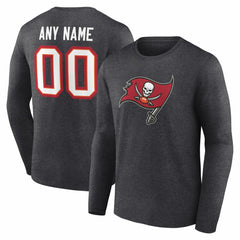 Tampa Bay Buccaneers Team Authentic Personalized Name & Number Long Sleeve T-Shirt - Charcoal T-shirts
