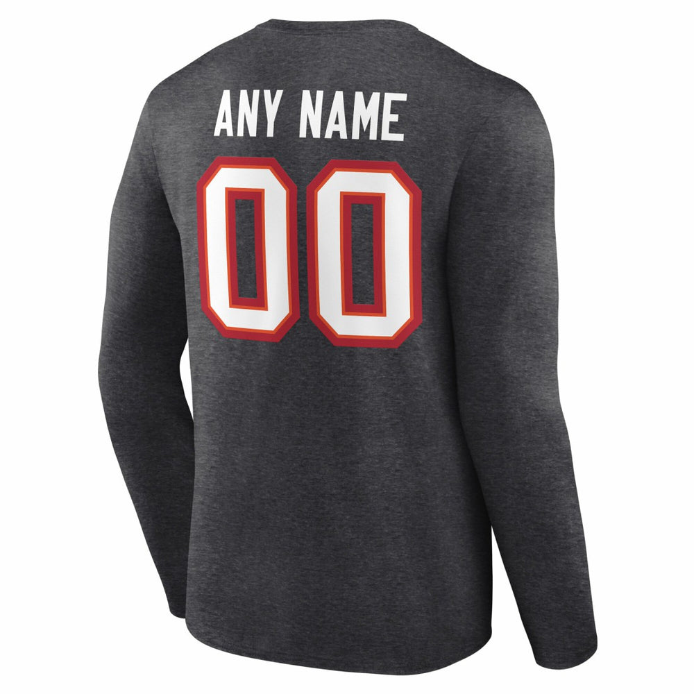 Tampa Bay Buccaneers Team Authentic Personalized Name & Number Long Sleeve T-Shirt - Charcoal T-shirts