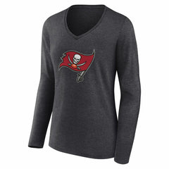 Tampa Bay Buccaneers Women's Team Authentic Personalized Name & Number Long Sleeve V-Neck T-Shirt - Charcoal T-shirts