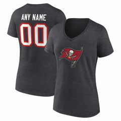 Tampa Bay Buccaneers Women's Team Authentic Personalized Name & Number V-Neck T-Shirt - Charcoal T-shirts