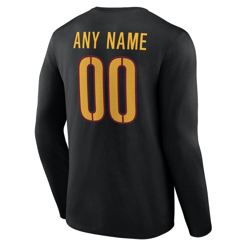 Washington Commanders Team Authentic Personalized Name & Number Long Sleeve T-Shirt - Black T-shirts