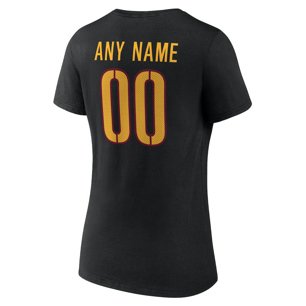 Washington Commanders Women's Team Authentic Personalized Name & Number V-Neck T-Shirt - Black T-shirts