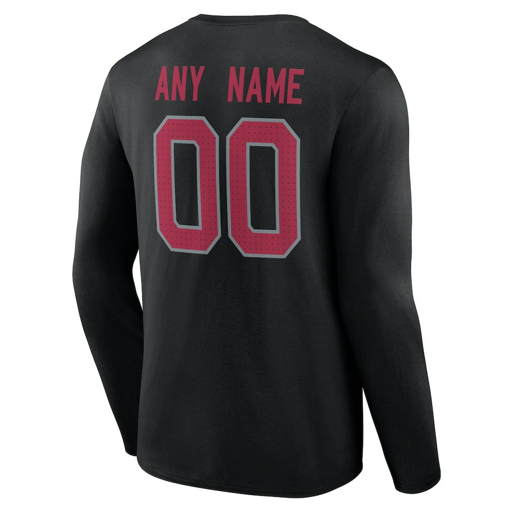 Arizona Cardinals Team Authentic Personalized Name & Number Long Sleeve T-Shirt - Black T-shirts