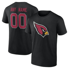 Arizona Cardinals Team Authentic Personalized Name & Number T-Shirt - Black T-shirts