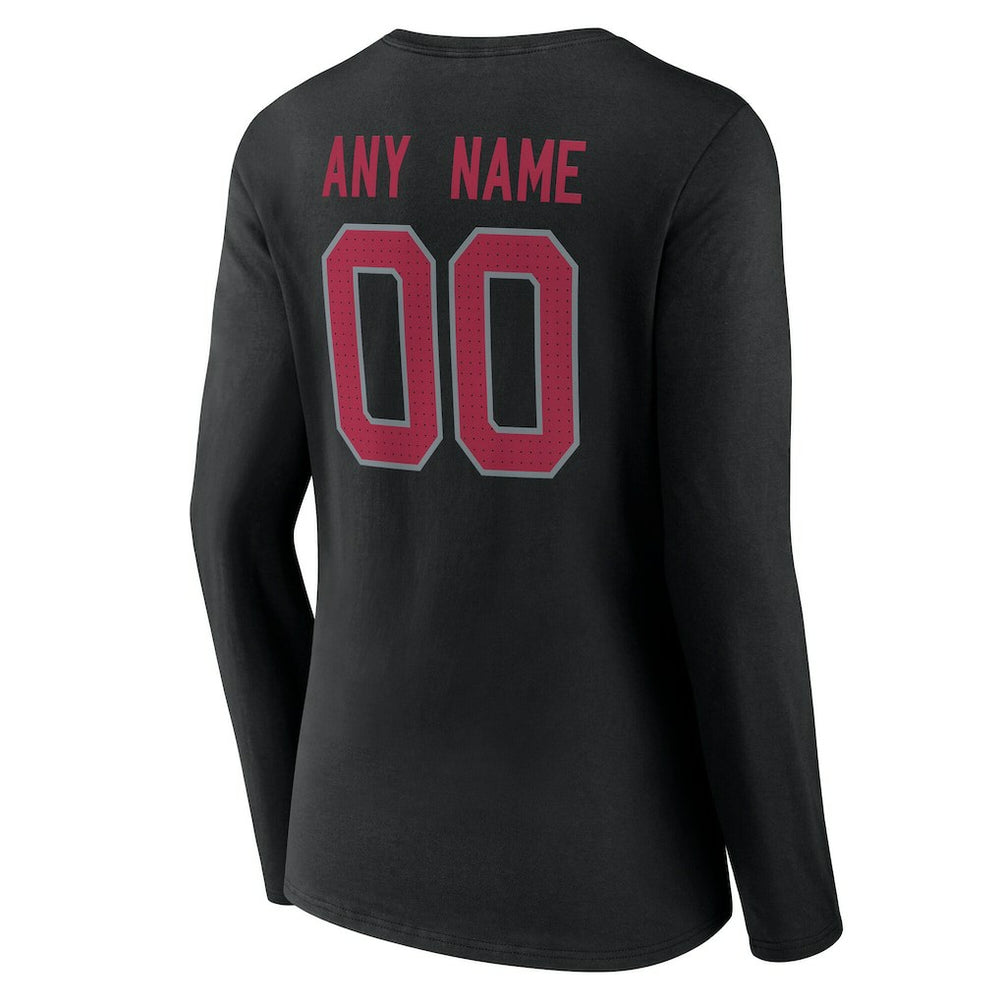Arizona Cardinals Women's Team Authentic Personalized Name & Number Long Sleeve V-Neck T-Shirt - Black T-shirts