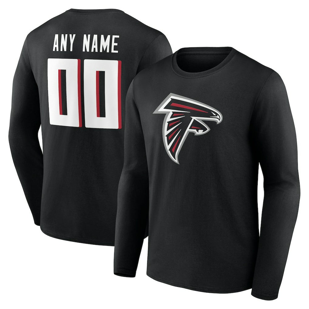Atlanta Falcons Team Authentic Personalized Name & Number Long Sleeve T-Shirt - Black T-shirts
