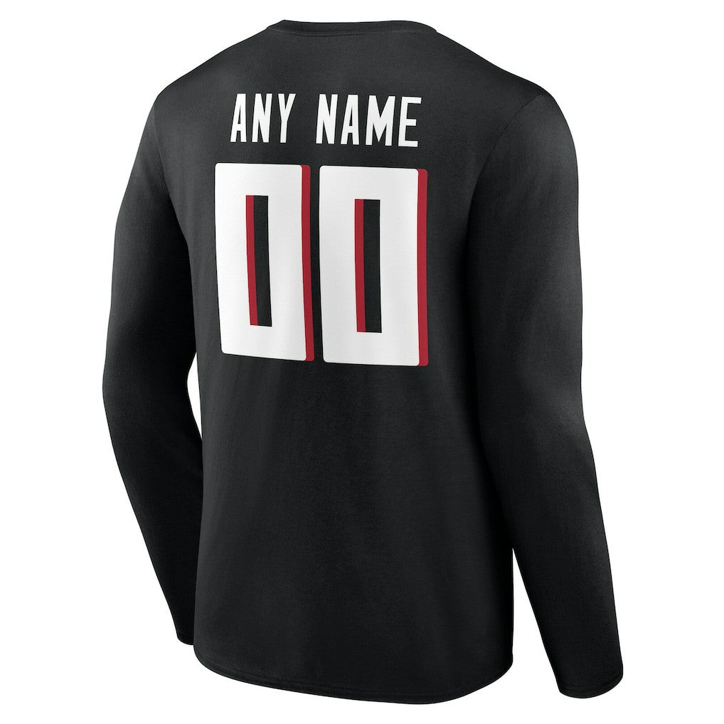 Atlanta Falcons Team Authentic Personalized Name & Number Long Sleeve T-Shirt - Black T-shirts