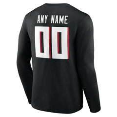 Atlanta Falcons Team Authentic Personalized Name & Number Long Sleeve T-Shirt - Black T-shirts