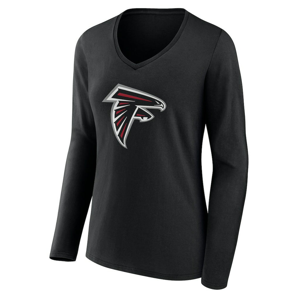 Atlanta Falcons Women's Team Authentic Personalized Name & Number Long Sleeve V-Neck T-Shirt - Black T-shirts
