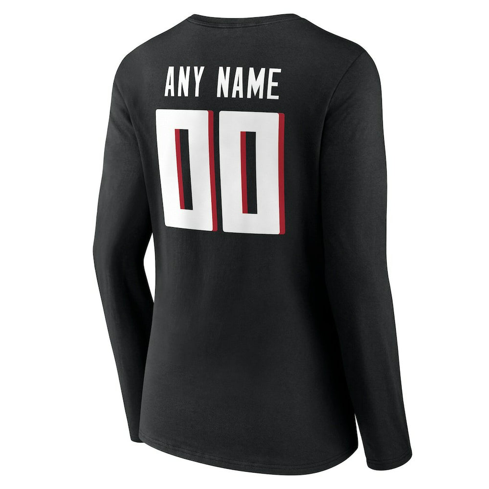 Atlanta Falcons Women's Team Authentic Personalized Name & Number Long Sleeve V-Neck T-Shirt - Black T-shirts