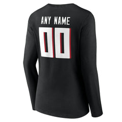 Atlanta Falcons Women's Team Authentic Personalized Name & Number Long Sleeve V-Neck T-Shirt - Black T-shirts