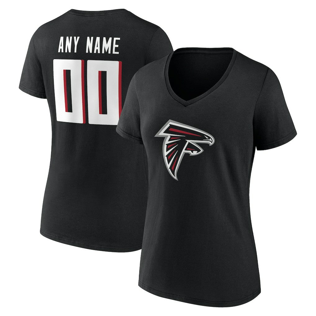 Atlanta Falcons Women's Team Authentic Personalized Name & Number V-Neck T-Shirt - Black T-shirts