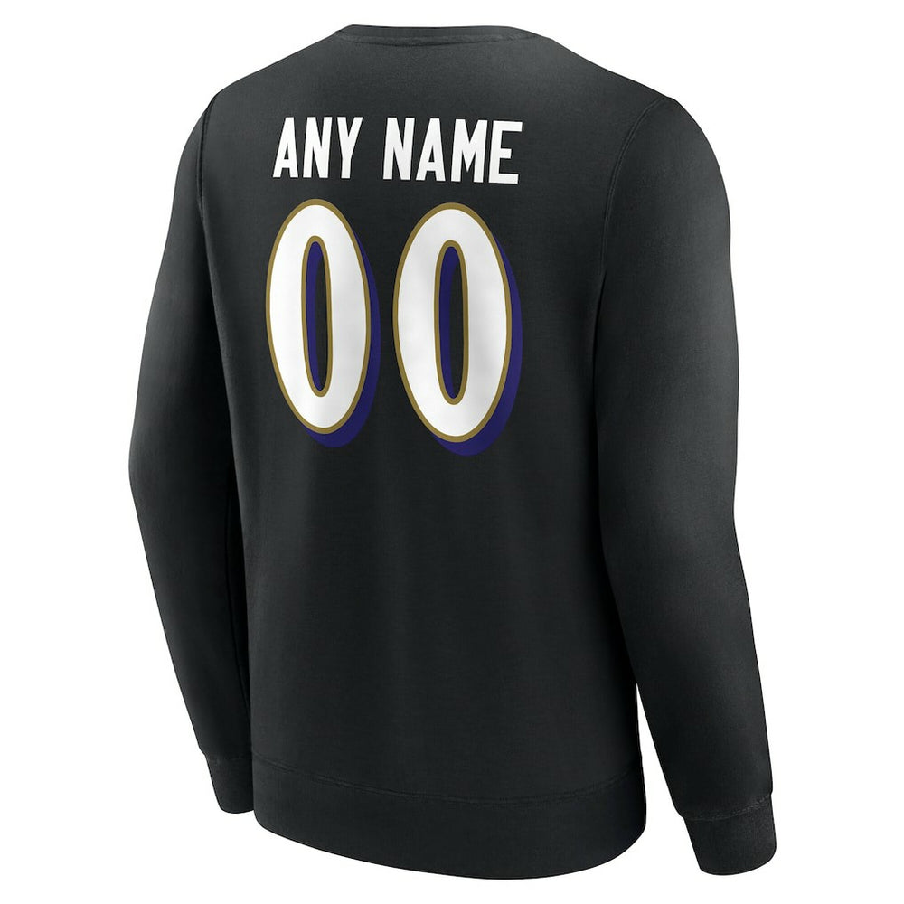 Baltimore Ravens Team Authentic Personalized Name & Number Sweatshirt - Black Sweatshirts