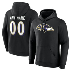 Baltimore Ravens Team Authentic Personalized Name & Number Hoodie - Black Hoodies