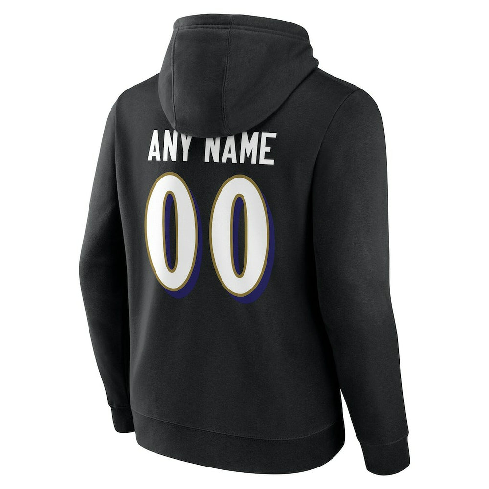 Baltimore Ravens Team Authentic Personalized Name & Number Hoodie - Black Hoodies