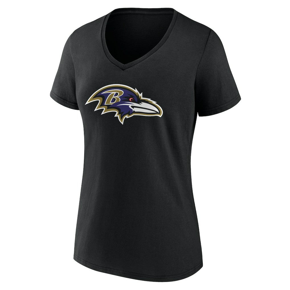 Baltimore Ravens Women's Team Authentic Personalized Name & Number V-Neck T-Shirt - Black T-shirts
