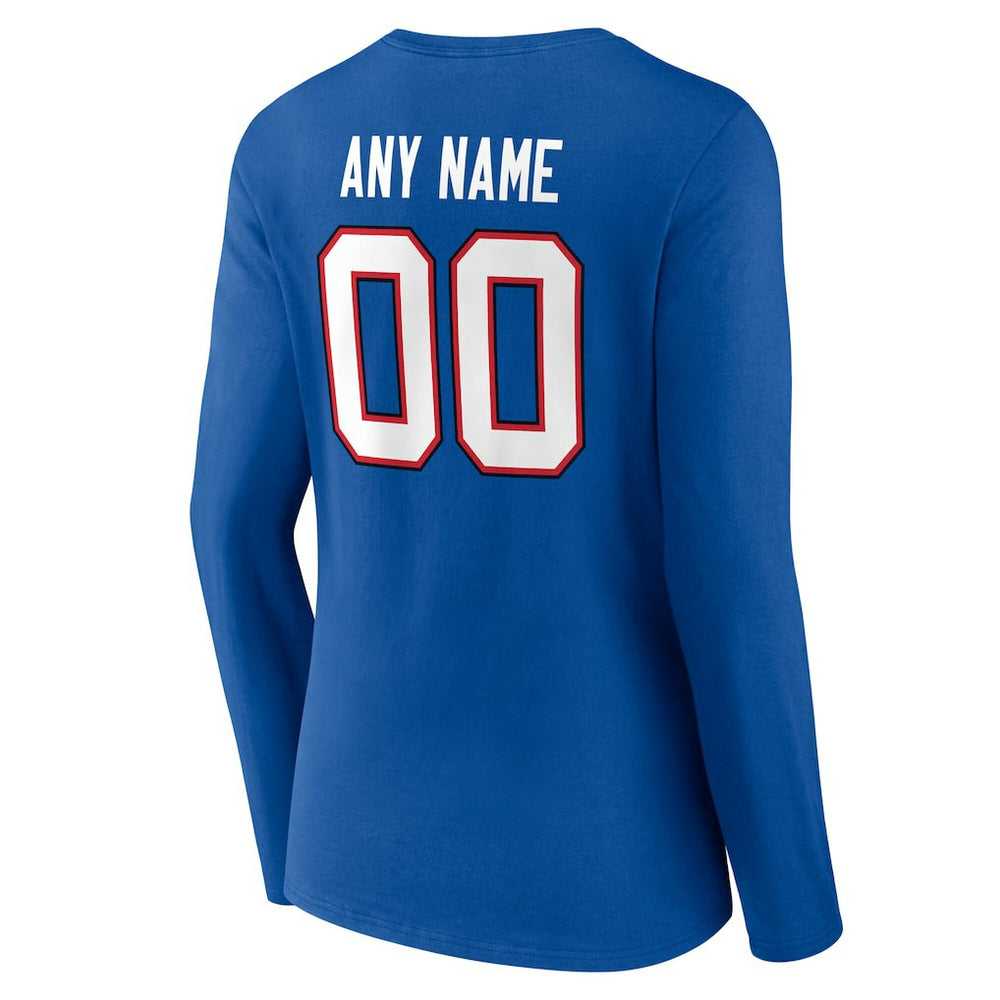 Buffalo Bills Women's Team Authentic Personalized Name & Number Long Sleeve V-Neck T-Shirt - Royal T-shirts