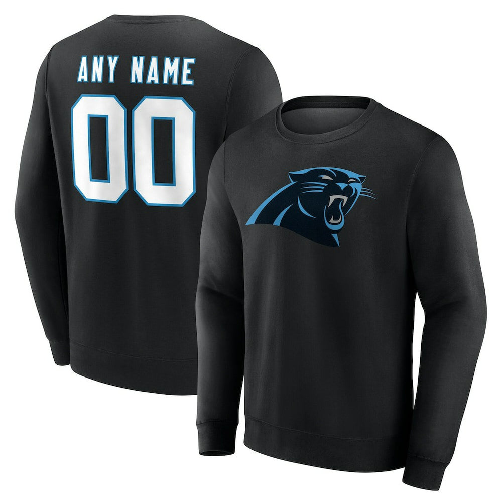Carolina Panthers Team Authentic Personalized Name & Number Sweatshirt - Black Sweatshirts