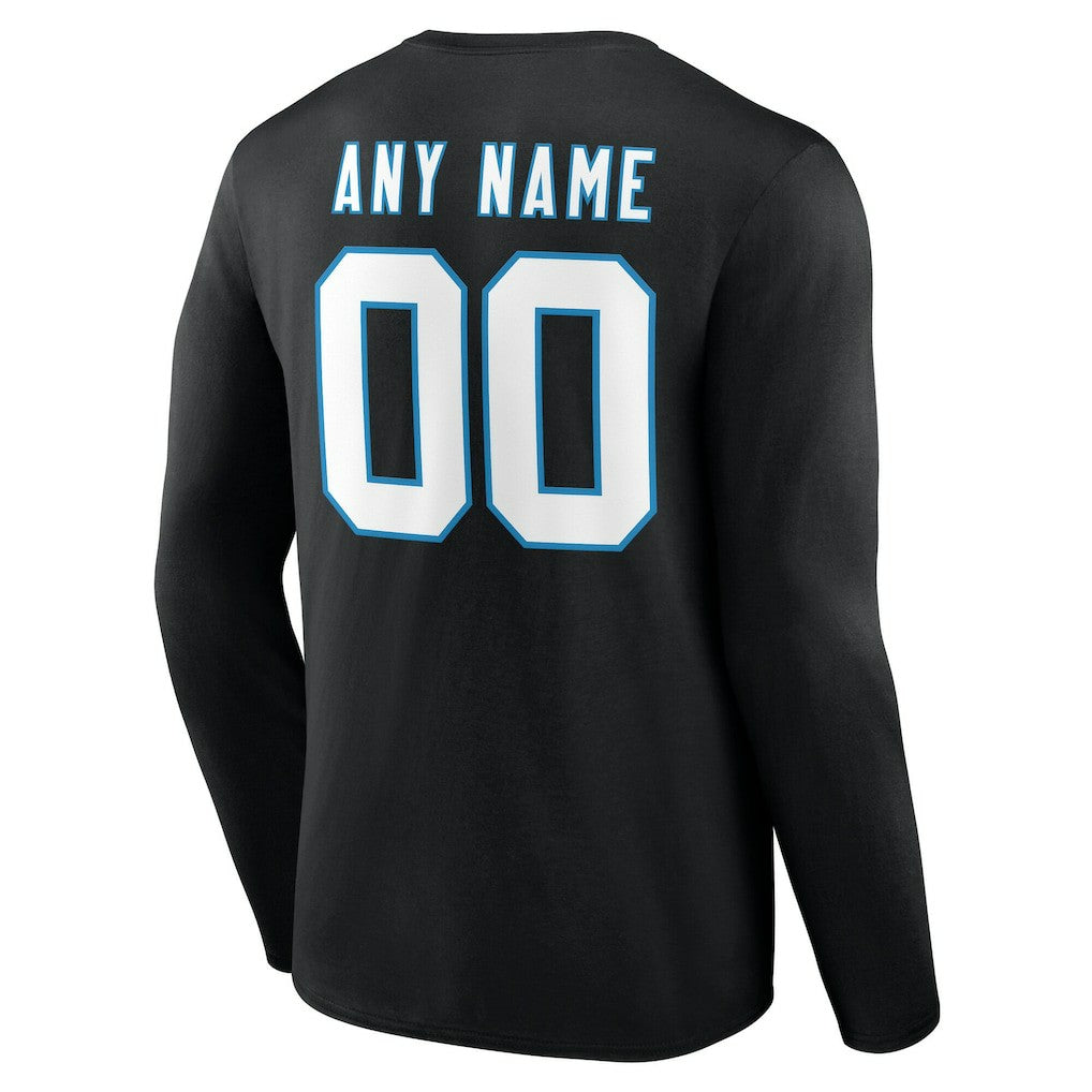 Carolina Panthers Team Authentic Personalized Name & Number Long Sleeve T-Shirt - Black T-shirts