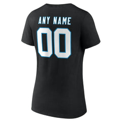 Carolina Panthers Women's Team Authentic Personalized Name & Number V-Neck T-Shirt - Black T-shirts