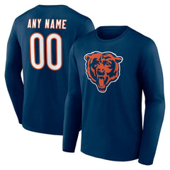 Chicago Bears Team Authentic Personalized Name & Number Long Sleeve T-Shirt - Navy T-shirts