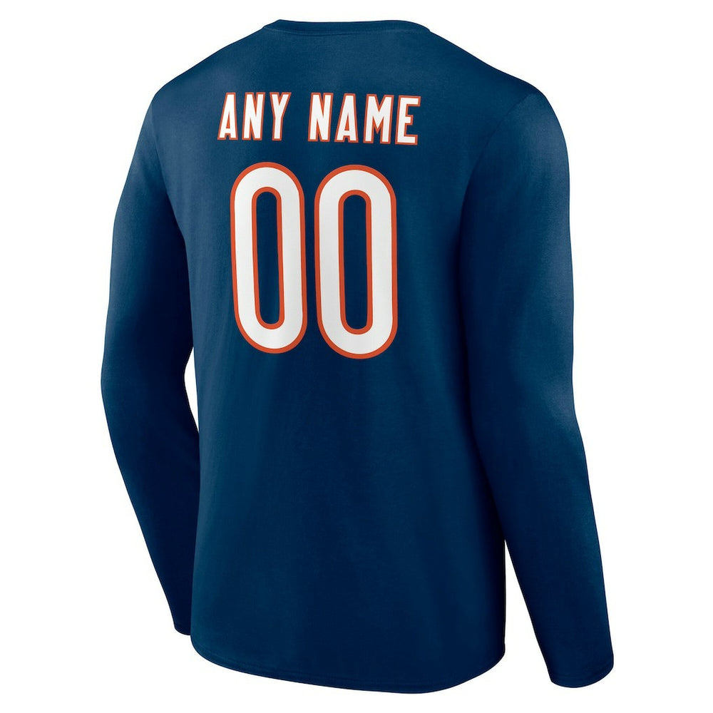Chicago Bears Team Authentic Personalized Name & Number Long Sleeve T-Shirt - Navy T-shirts