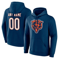 Chicago Bears Team Authentic Personalized Name & Number Hoodie - Navy Hoodies
