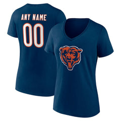 Chicago Bears Women's Team Authentic Personalized Name & Number V-Neck T-Shirt - Navy T-shirts