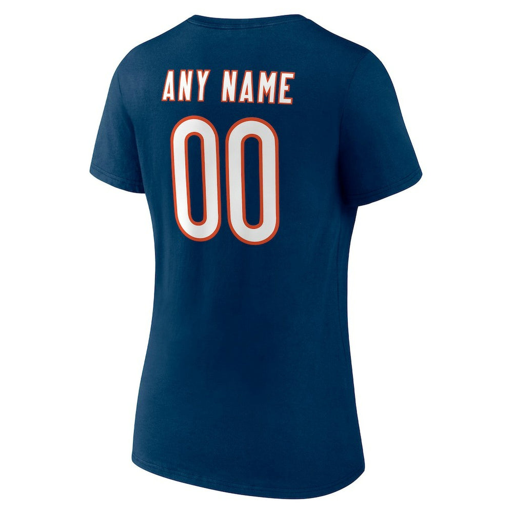 Chicago Bears Women's Team Authentic Personalized Name & Number V-Neck T-Shirt - Navy T-shirts