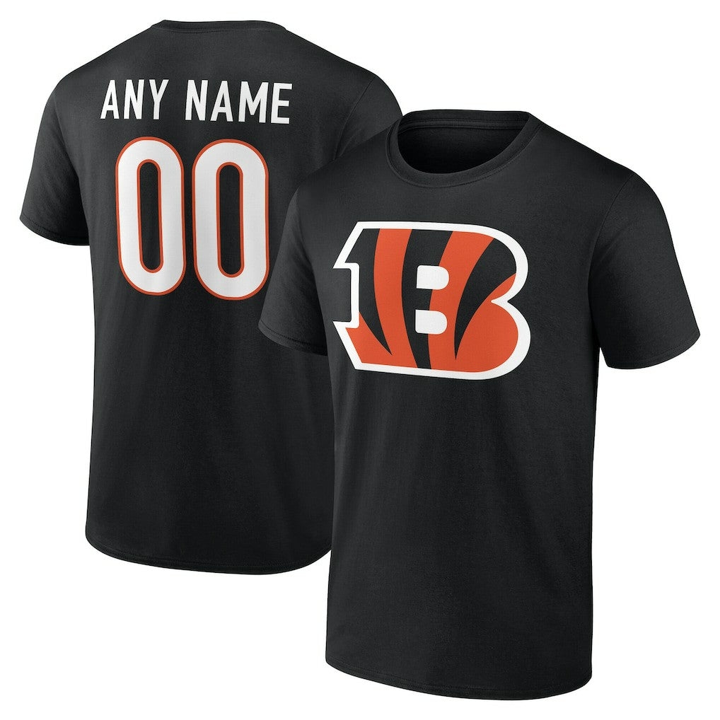 Cincinnati Bengals Team Authentic Personalized Name & Number T-Shirt - Black T-shirts