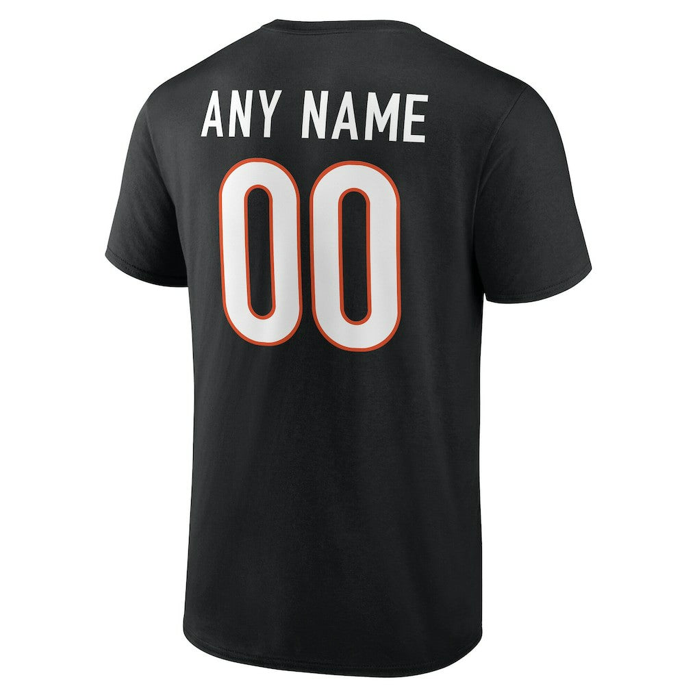 Cincinnati Bengals Team Authentic Personalized Name & Number T-Shirt - Black T-shirts