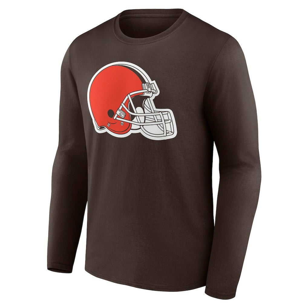 Cleveland Browns Team Authentic Personalized Name & Number Long Sleeve T-Shirt - Brown T-shirts