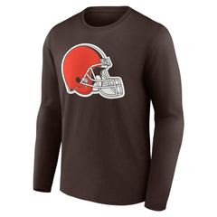 Cleveland Browns Team Authentic Personalized Name & Number Long Sleeve T-Shirt - Brown T-shirts