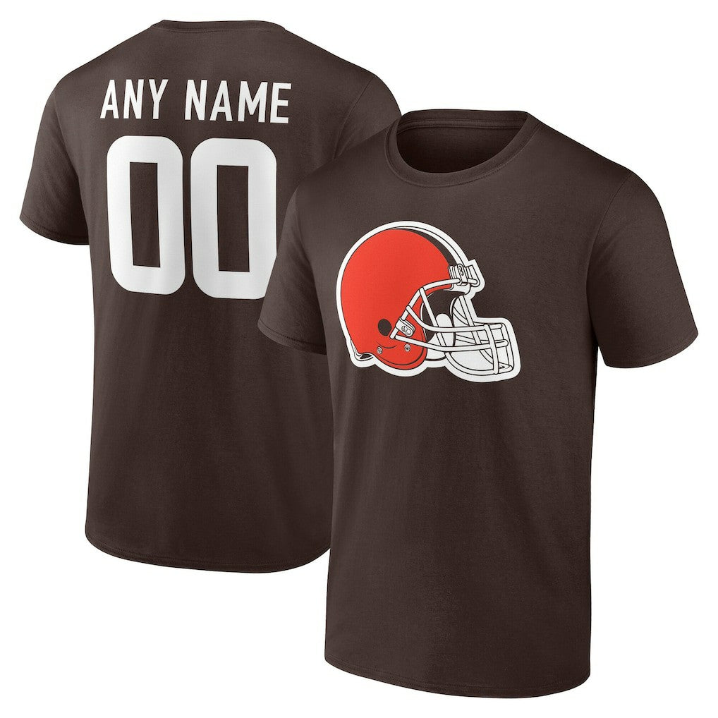 Cleveland Browns Team Authentic Personalized Name & Number T-Shirt - Brown T-shirts