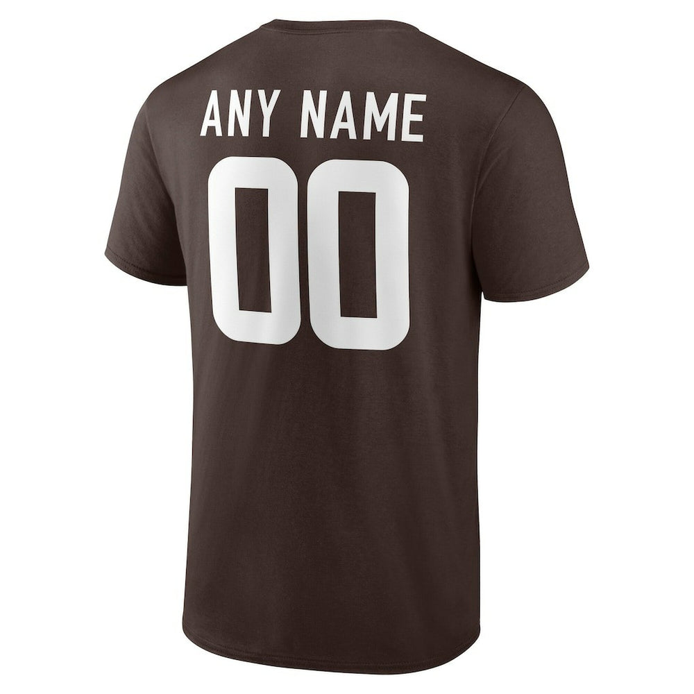 Cleveland Browns Team Authentic Personalized Name & Number T-Shirt - Brown T-shirts