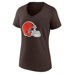 Cleveland Browns Women's Team Authentic Personalized Name & Number V-Neck T-Shirt - Brown T-shirts