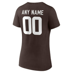 Cleveland Browns Women's Team Authentic Personalized Name & Number V-Neck T-Shirt - Brown T-shirts