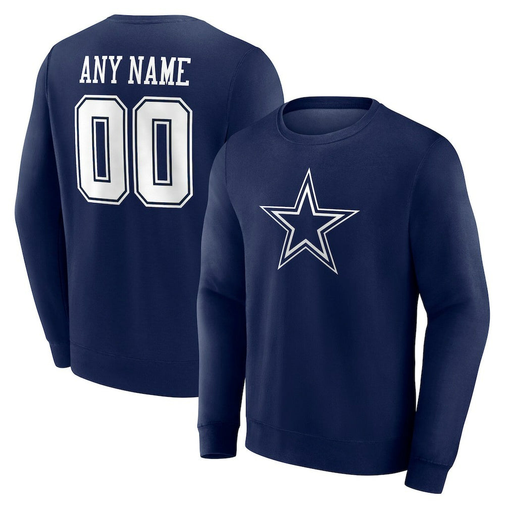 Dallas Cowboys Team Authentic Personalized Name & Number Sweatshirt - Navy Sweatshirts