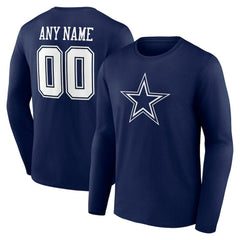 Dallas Cowboys Team Authentic Personalized Name & Number Long Sleeve T-Shirt - Navy T-shirts