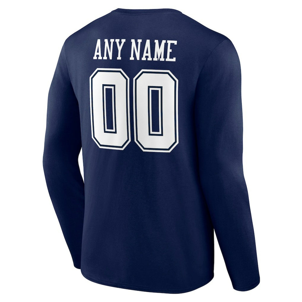 Dallas Cowboys Team Authentic Personalized Name & Number Long Sleeve T-Shirt - Navy T-shirts