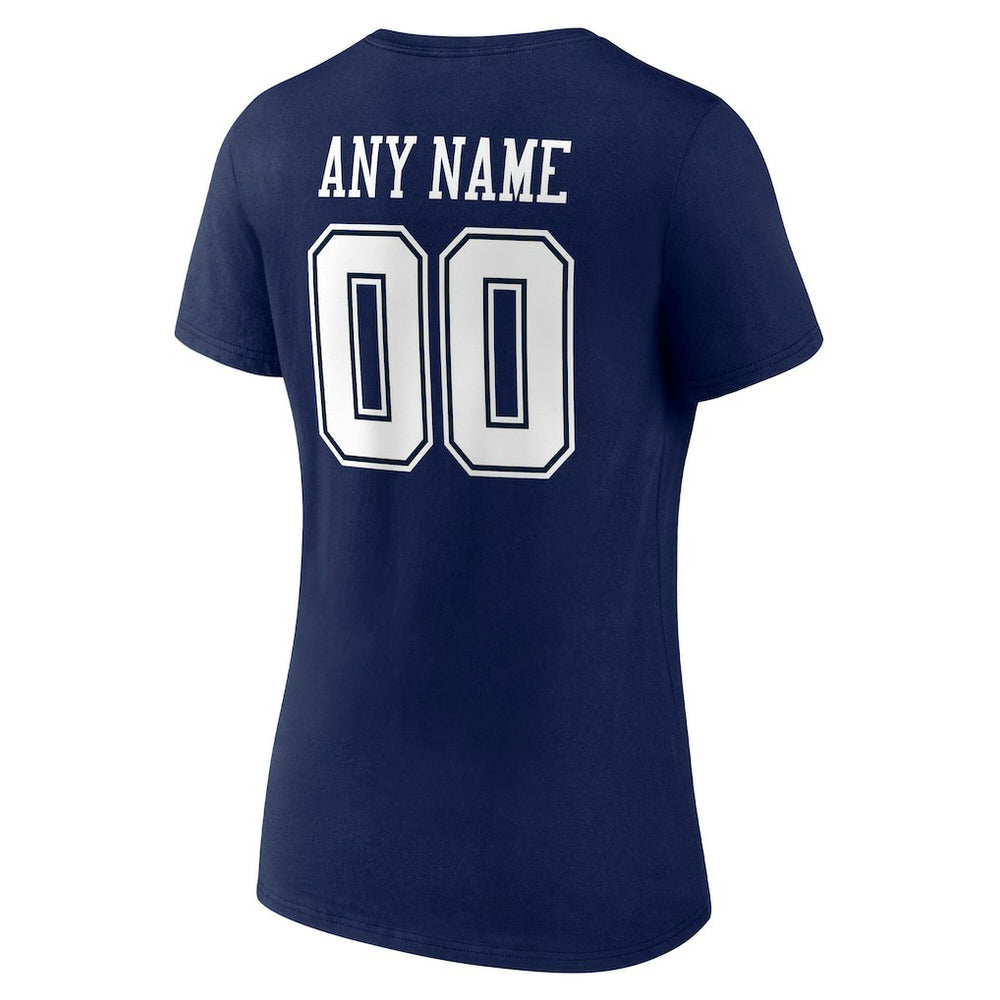 Dallas Cowboys Women's Team Authentic Personalized Name & Number V-Neck T-Shirt - Navy T-shirts