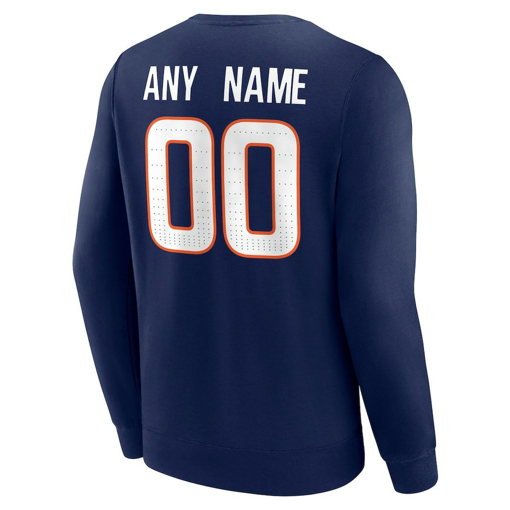 Denver Broncos Team Authentic Personalized Name & Number Sweatshirt - Navy Sweatshirts