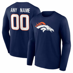 Denver Broncos Team Authentic Personalized Name & Number Long Sleeve T-Shirt - Navy T-shirts