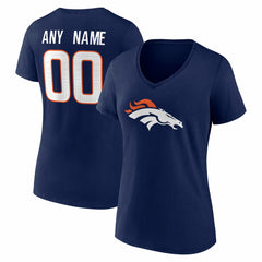 Denver Broncos Women's Team Authentic Personalized Name & Number V-Neck T-Shirt - Navy T-shirts