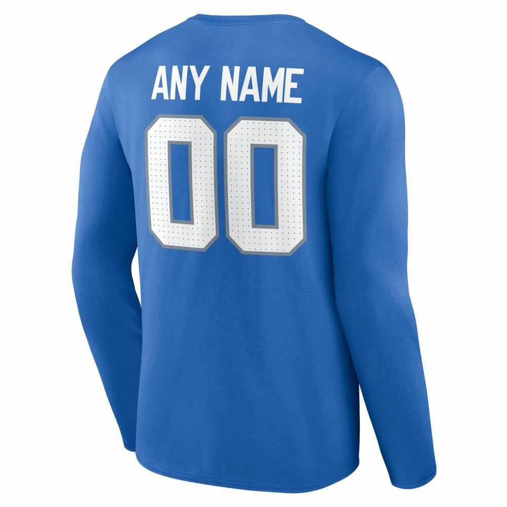 Detroit Lions Team Authentic Personalized Name & Number Long Sleeve T-Shirt - Blue T-shirts