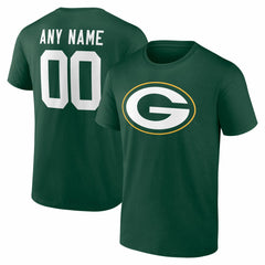 Green Bay Packers Team Authentic Personalized Name & Number T-Shirt - Green T-shirts