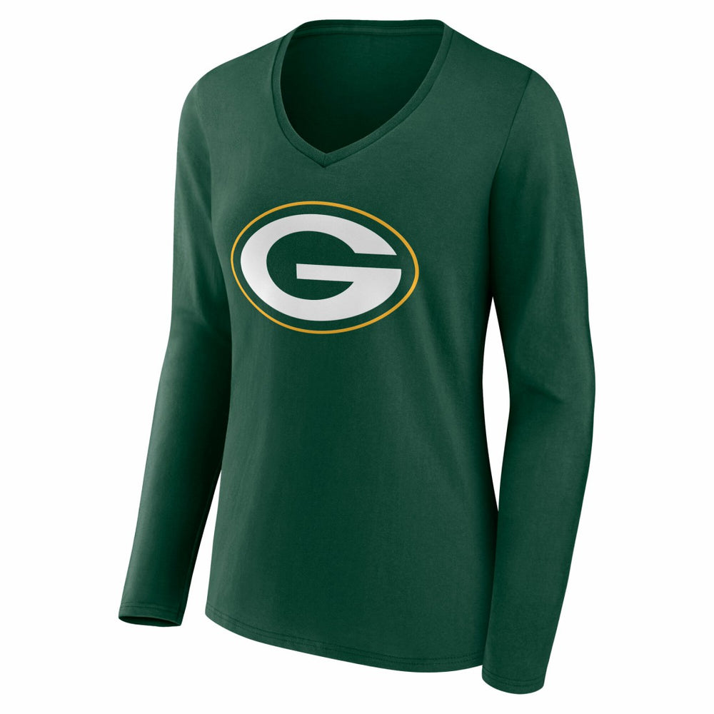 Green Bay Packers Women's Team Authentic Personalized Name & Number Long Sleeve V-Neck T-Shirt - Green T-shirts