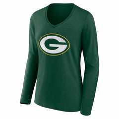 Green Bay Packers Women's Team Authentic Personalized Name & Number Long Sleeve V-Neck T-Shirt - Green T-shirts