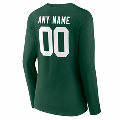 Green Bay Packers Women's Team Authentic Personalized Name & Number Long Sleeve V-Neck T-Shirt - Green T-shirts